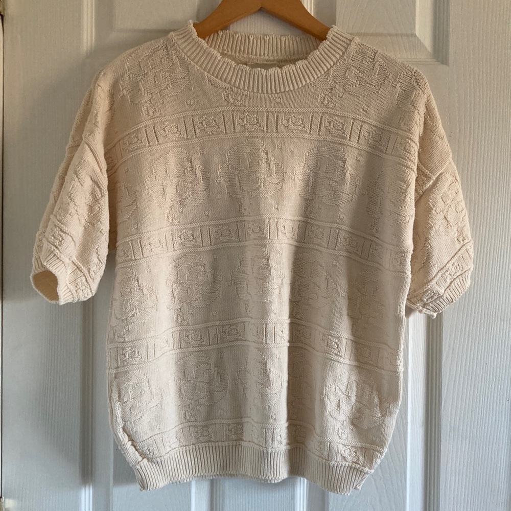 CARRIAGE COURT Short Sleeved Sweater Knitwear 100% Cotton Vintage Size XL